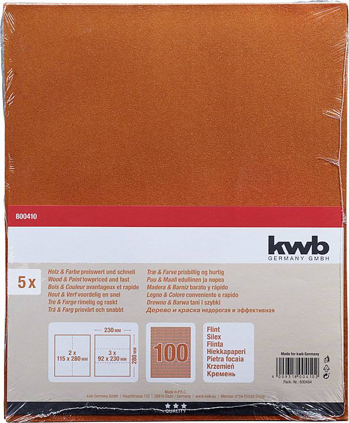 Kwb 800410 Schleifpapier Körnung (num) 100 (L x B) 280mm x 230mm 5St.