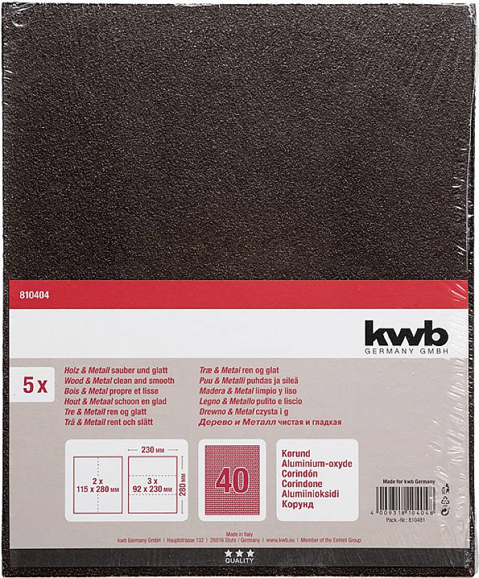 Kwb 810404 Schleifpapier Körnung (num) 40 (L x B) 280mm x 230mm 5St.