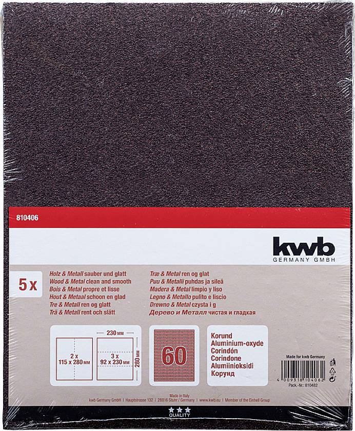 Kwb 810406 Schleifpapier Körnung (num) 60 (L x B) 280mm x 230mm 5St.