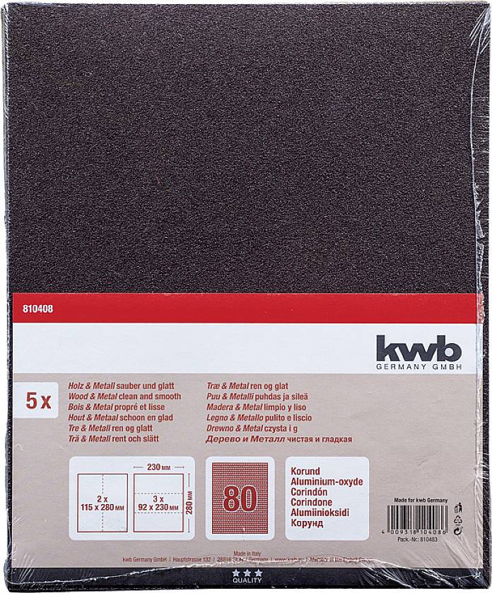 Kwb 810408 Schleifpapier Körnung (num) 80 (L x B) 280mm x 230mm 5St.