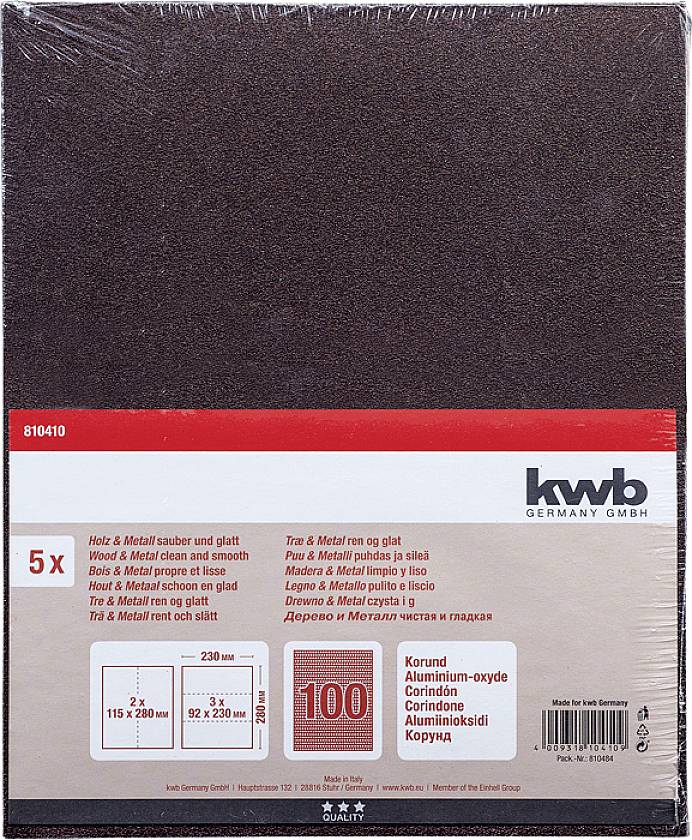 Kwb 810410 Schleifpapier Körnung (num) 100 (L x B) 280mm x 230mm 5St.