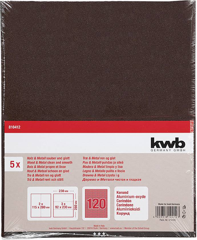 Kwb 810412 Schleifpapier Körnung (num) 120 (L x B) 280mm x 230mm 5St.