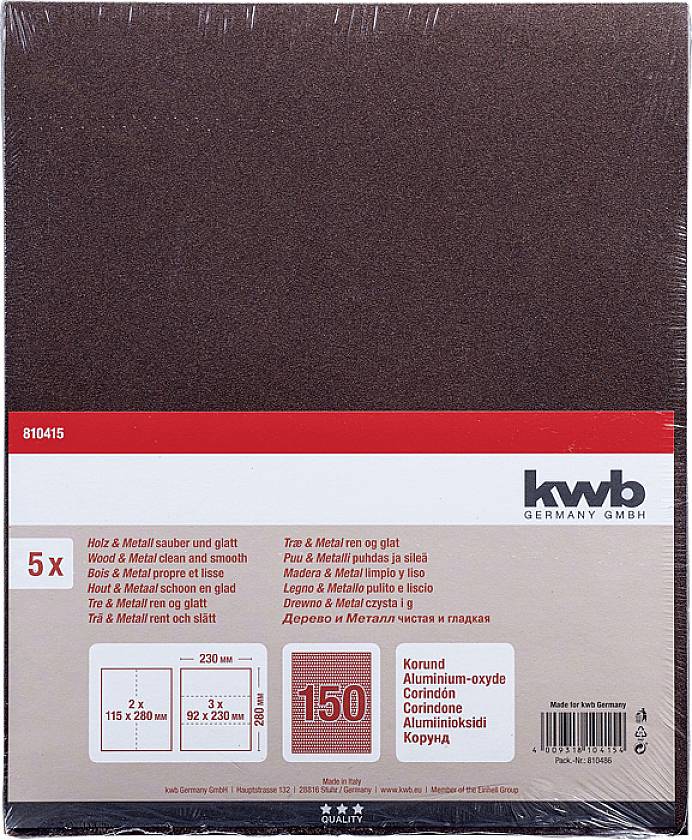 Kwb 810415 Schleifpapier Körnung (num) 150 (L x B) 280mm x 230mm 5St.
