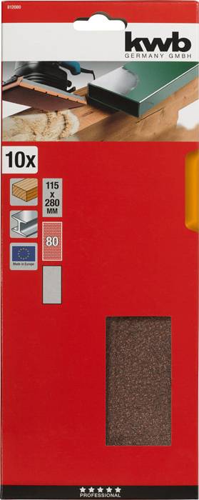 Kwb 812080 Schleifpapier Körnung (num) 80 (L x B) 280mm x 115mm 10St.
