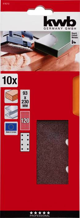 Kwb 818212 Schleifpapier Körnung (num) 120 (L x B) 230mm x 93mm 10St.