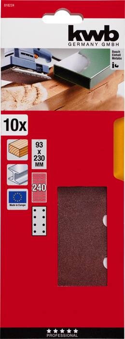 Kwb 818224 Schleifpapier Körnung (num) 240 (L x B) 230mm x 93mm 10St.