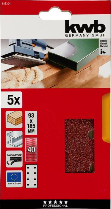 Kwb 818304 Schleifpapier Körnung (num) 40 (L x B) 185mm x 93mm 5St.