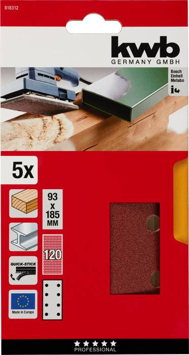 Kwb 818312 Schleifpapier Körnung (num) 120 (L x B) 185mm x 93mm 5St.