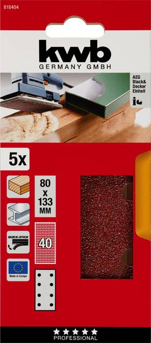 Kwb 818404 Schleifpapier Körnung (num) 40 (L x B) 133mm x 80mm 5St.
