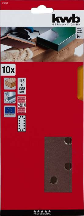 Kwb 818724 Schleifpapier Körnung (num) 240 (L x B) 280mm x 115mm 10St.