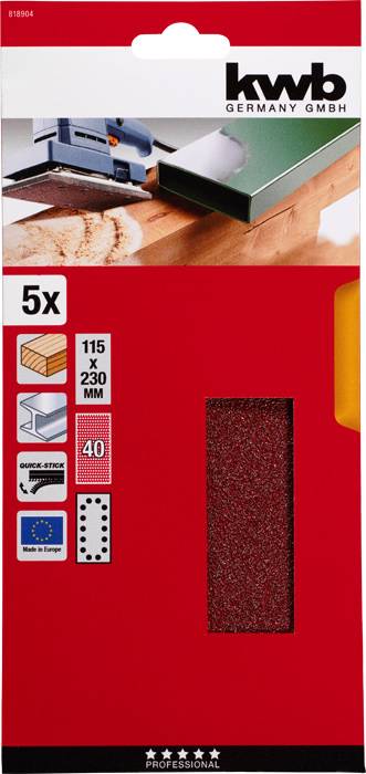Kwb 818904 Schleifpapier Körnung (num) 40 (L x B) 230mm x 115mm 5St.