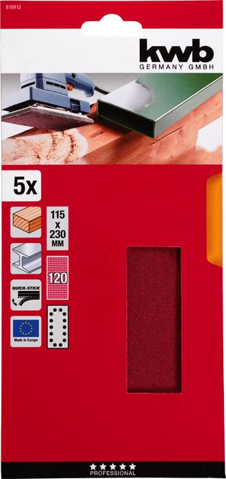 Kwb 818912 Schleifpapier Körnung (num) 120 (L x B) 230mm x 115mm 5St.