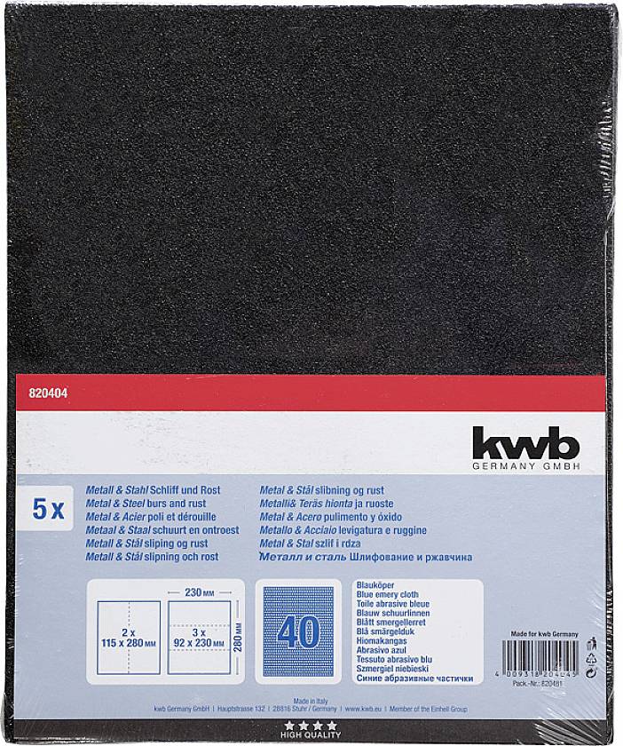 Kwb 820404 Schleifpapier Körnung (num) 40 (L x B) 280mm x 230mm 5St.