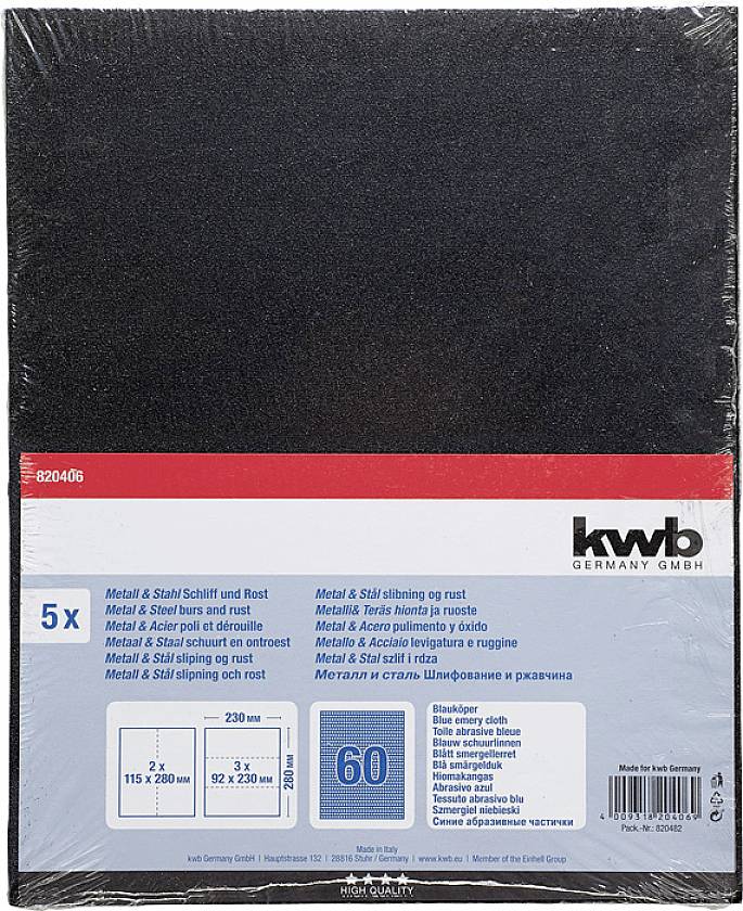 Kwb 820406 Schleifpapier Körnung (num) 60 (L x B) 280mm x 230mm 5St.