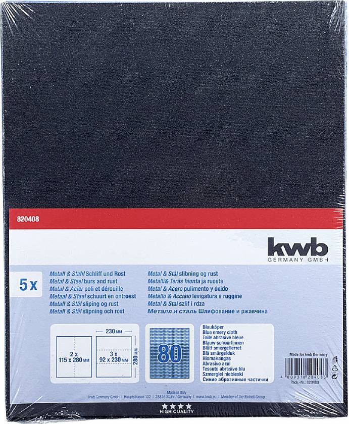 Kwb 820408 Schleifpapier Körnung (num) 80 (L x B) 280mm x 230mm 5St.