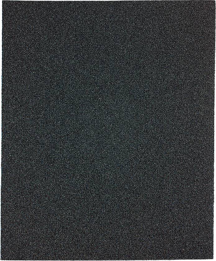 Ein gleichmäßig strukturiertes, schwarzes Schleifpapier mit feiner Körnung, das zur Oberflächenbearbeitung verwendet wird.