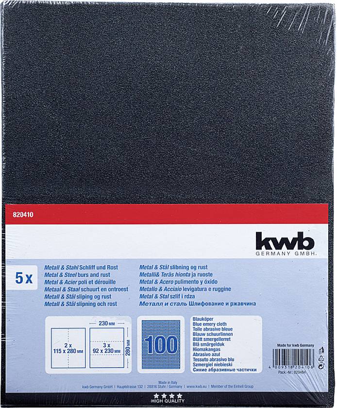 Kwb 820410 Schleifpapier Körnung (num) 100 (L x B) 280mm x 230mm 5St.