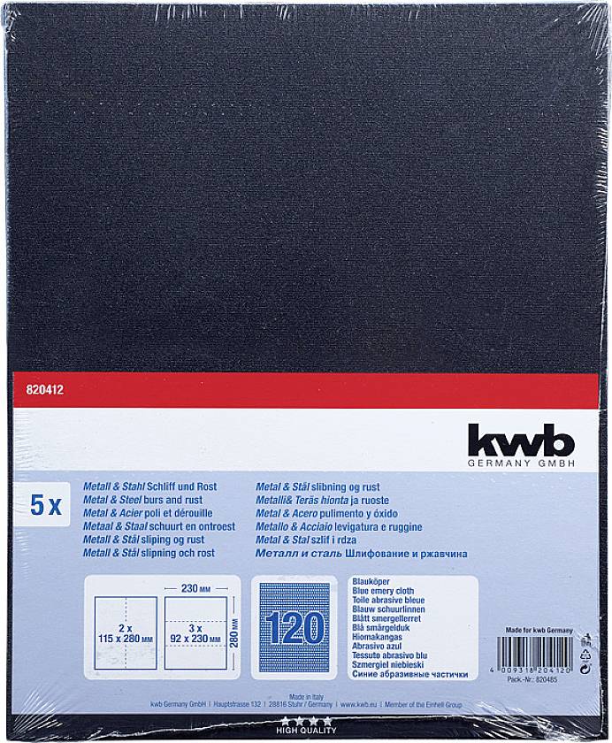 Kwb 820412 Schleifpapier Körnung (num) 120 (L x B) 280mm x 230mm 5St.