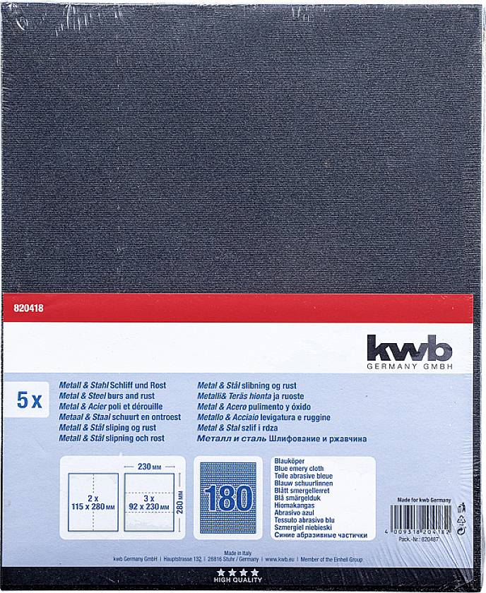 Kwb 820418 Schleifpapier Körnung (num) 180 (L x B) 280mm x 230mm 5St.