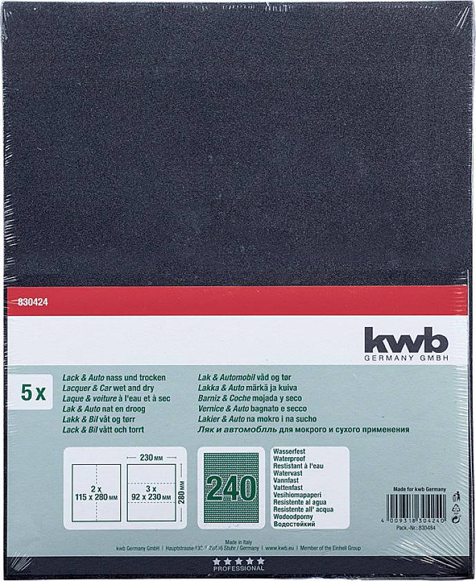 Kwb 830424 Schleifpapier Körnung (num) 240 (L x B) 280mm x 230mm 5St.