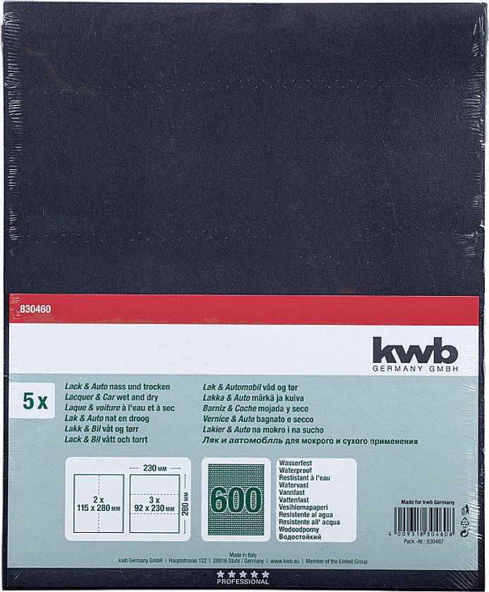 Kwb 830460 Schleifpapier Körnung (num) 600 (L x B) 280mm x 230mm 5St.