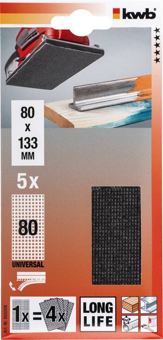 Kwb 855008 Schleifnetz-Set Körnung (num) 80 (L x B) 133mm x 80mm 5St.