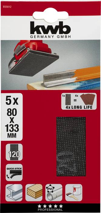 Kwb 855012 Schleifnetz-Set Körnung (num) 120 (L x B) 133mm x 80mm 5St.