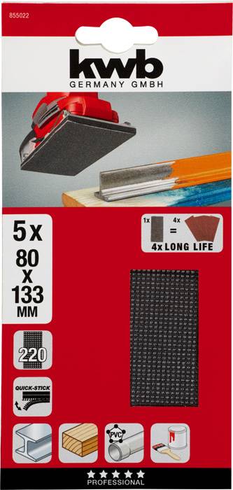 Kwb 855022 Schleifnetz-Set Körnung (num) 220 (L x B) 133mm x 80mm 5St.