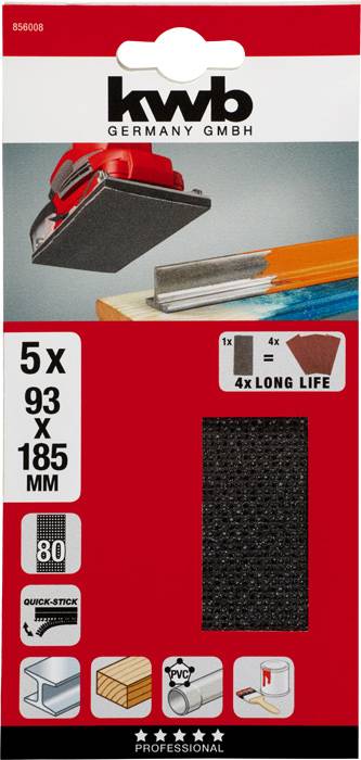 Kwb 856008 Schleifnetz-Set Körnung (num) 80 (L x B) 185mm x 93mm 5St.