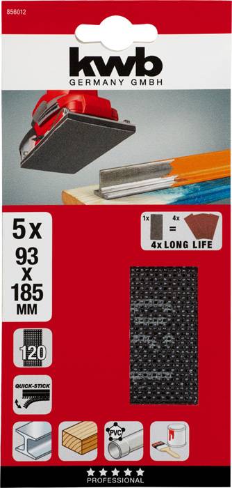 Kwb 856012 Schleifnetz-Set Körnung (num) 120 (L x B) 185mm x 93mm 5St.