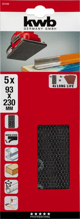 Kwb 857008 Schleifnetz-Set Körnung (num) 80 (L x B) 230mm x 93mm 5St.