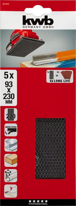 Kwb 857022 Schleifnetz-Set Körnung (num) 220 (L x B) 230mm x 93mm 5St.