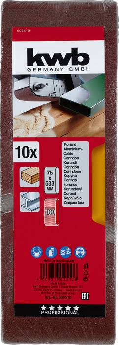Kwb 902510 Schleifband-Set Körnung (num) 100 (L x B) 533mm x 75mm 10St.