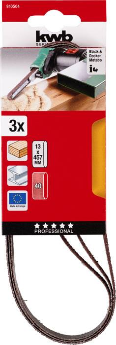 Kwb 910504 Schleifband-Set Körnung (num) 40 (L x B) 457mm x 13mm 3St.