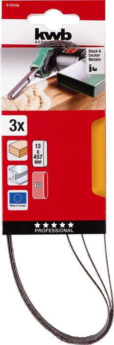 Kwb 910506 Schleifband-Set Körnung (num) 60 (L x B) 457mm x 13mm 3St.