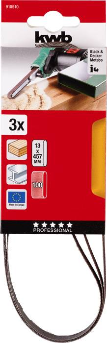 Kwb 910510 Schleifband-Set Körnung (num) 100 (L x B) 457mm x 13mm 3St.