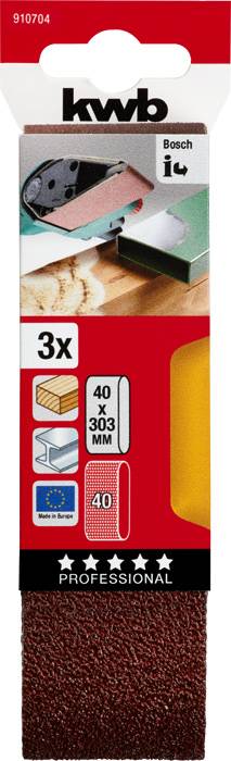 Kwb 910704 Schleifband-Set Körnung (num) 40 (L x B) 303mm x 40mm 3St.