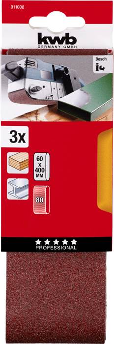 Kwb 911008 Schleifband-Set Körnung (num) 80 (L x B) 400mm x 60mm 3St.