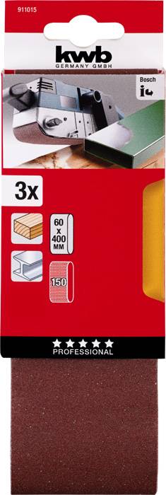 Kwb 911015 Schleifband-Set Körnung (num) 150 (L x B) 400mm x 60mm 3St.