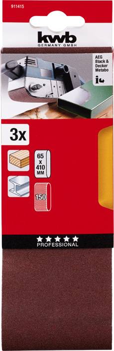 Kwb 911415 Schleifband-Set Körnung (num) 150 (L x B) 410mm x 65mm 3St.