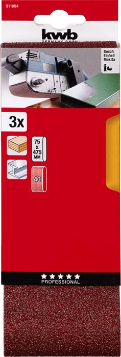 Kwb 911904 Schleifband-Set Körnung (num) 40 (L x B) 457mm x 75mm 3St.