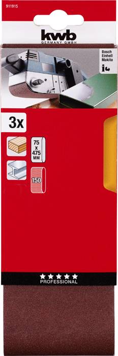 Kwb 911915 Schleifband-Set Körnung (num) 150 (L x B) 457mm x 75mm 3St.