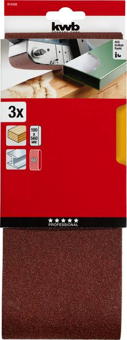 Kwb 914406 Schleifband-Set Körnung (num) 60 (L x B) 560mm x 100mm 3St.