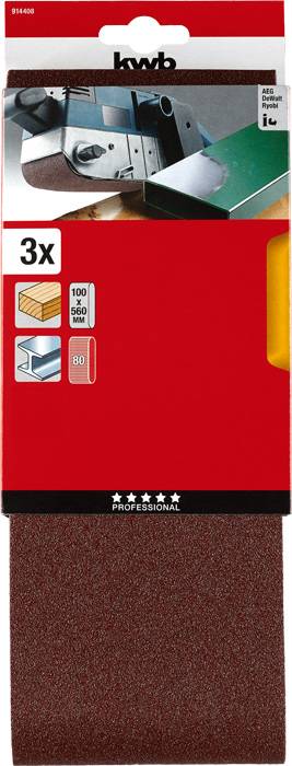 Kwb 914408 Schleifband-Set Körnung (num) 80 (L x B) 560mm x 100mm 3St.
