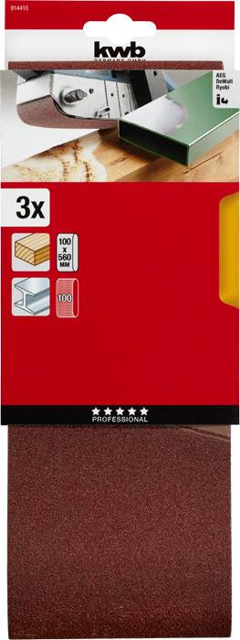 Kwb 914410 Schleifband-Set Körnung (num) 100 (L x B) 560mm x 100mm 3St.