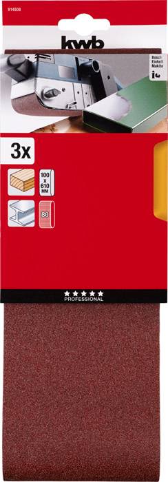Kwb 914508 Schleifband-Set Körnung (num) 80 (L x B) 610mm x 100mm 3St.
