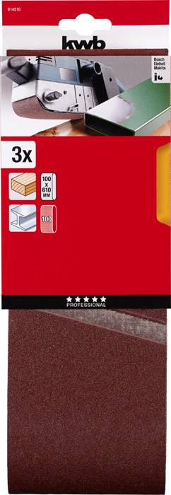 Kwb 914510 Schleifband-Set Körnung (num) 100 (L x B) 610mm x 100mm 3St.