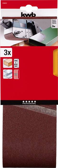 Kwb 914512 Schleifband-Set Körnung (num) 120 (L x B) 610mm x 100mm 3St.