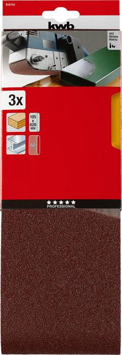 Kwb 914706 Schleifband-Set Körnung (num) 60 (L x B) 620mm x 105mm 3St.
