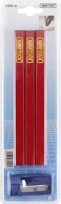 Kwb 939290 Zimmermannsbleistifte mit Anspitzer, 4-tlg. Zimmermannsbleistift